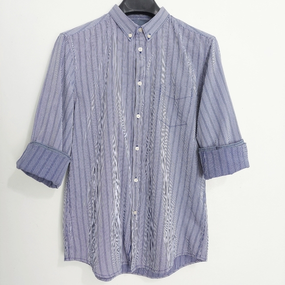 Ben Sherman Men's Shirt Size XL Blue White Stripe Long Sleeve Button Down Cotton - Picture 2 of 15